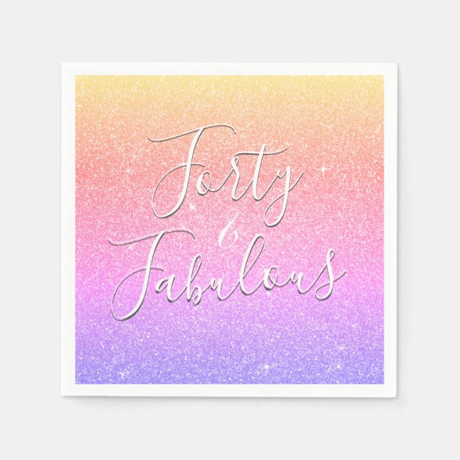 Serviette En Papier 40 et fabuleux Anniversaire rose - Parties scintil (Devant)