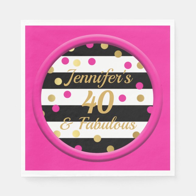 Serviette En Papier 40 et fabuleux serviettes roses chaudes d'annivers (Devant)