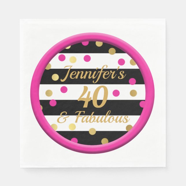 Serviette En Papier 40 et fabuleux serviettes roses chaudes d'annivers (Devant)