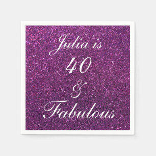 Serviette En Papier 40 Et Fabulous Anniversaire Purple Parties scintil