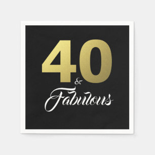 Serviette En Papier 40 et Fabulous Black and Gold fête d'anniversaire