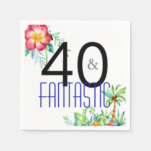 Serviette En Papier 40 et quarantième fête d'anniversaire tropicale