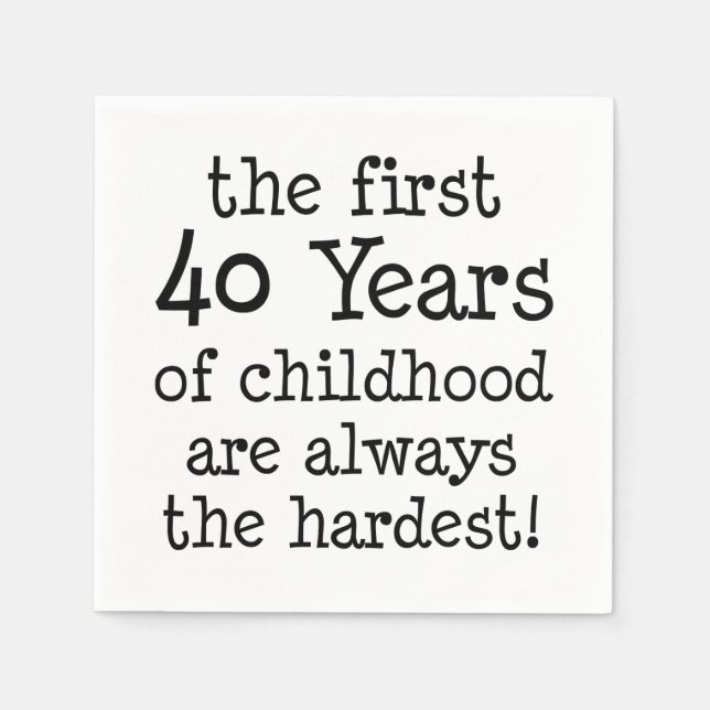 Serviette En Papier 40 Premières Années D'Enfance (Devant)