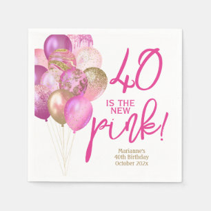 Serviette En Papier 40e anniversaire 40 est le Nouveau parti rose