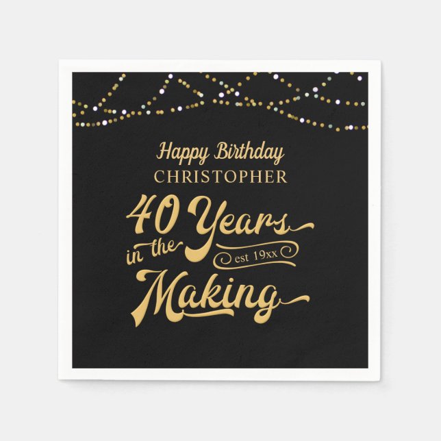 Serviette En Papier 40e anniversaire année dans le rendre heureux anni (Devant)