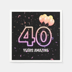Serviette En Papier 40e anniversaire Balloons et Confetti