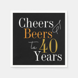 Serviette En Papier 40e Anniversaire Bières et encouragements Black Go