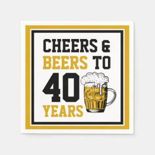 Serviette En Papier 40e anniversaire Cheers & Bières à 40 ans