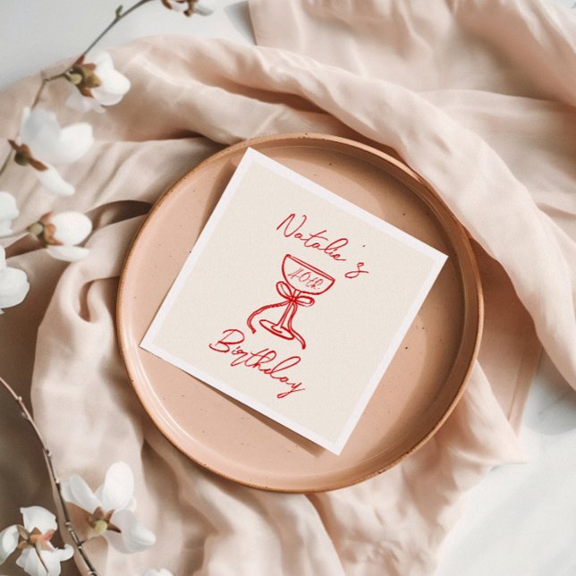 Serviette En Papier 40e Anniversaire de Champagne Bow à la main tirée  (Créateur téléchargé)