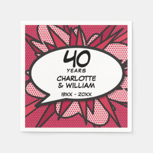 Serviette En Papier 40e anniversaire de mariage de rubis Fun Retro Ban