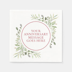 Serviette En Papier 40e anniversaire de mariage rubis aquarelle verdur