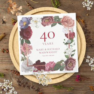 Serviette En Papier 40e anniversaire de mariage Rubis Country Rose Gar