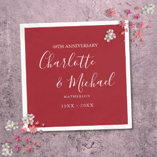 Serviette En Papier 40e anniversaire de mariage Ruby Signature Script