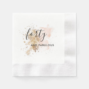 Serviette En Papier 40e anniversaire de rose et d'or