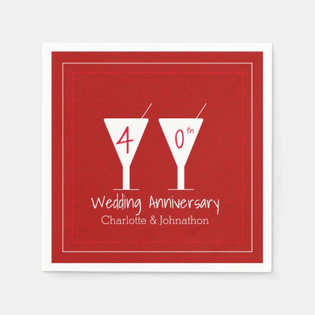 Serviette En Papier 40e anniversaire de Ruby mariage personnalisé (Devant)