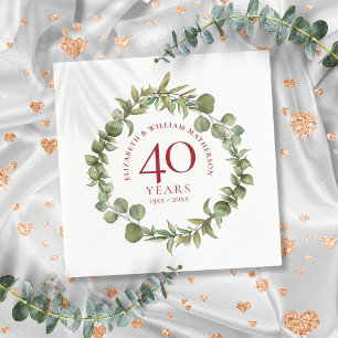 Serviette En Papier 40e anniversaire du Mariage Ruby Woodland Garland