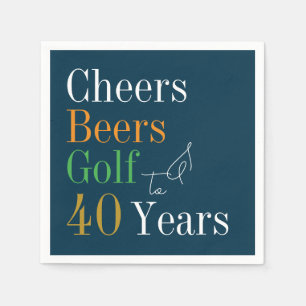 Serviette En Papier 40e Anniversaire Golf Cheers Beers Green