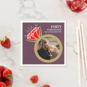 Serviette En Papier 40e anniversaire mariage bague rouge rubis photo