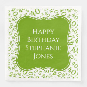 Serviette En Papier 40e anniversaire Motif du numéro de support vert/b