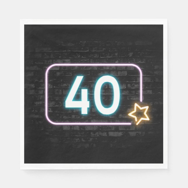 Serviette En Papier 40e anniversaire Neon Connexion en brique (Devant)