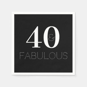 Serviette En Papier 40e anniversaire Noir et Blanc fête d'anniversaire