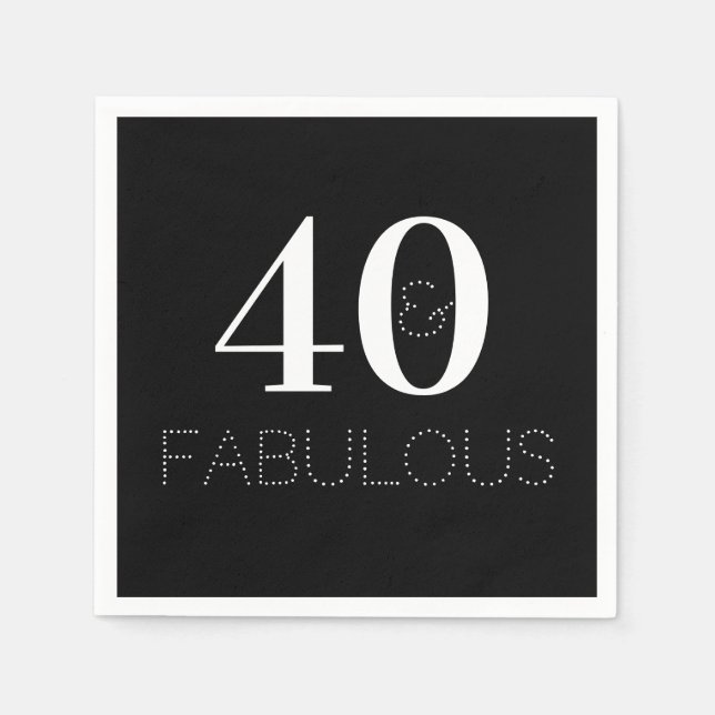 Serviette En Papier 40e anniversaire Noir et Blanc fête d'anniversaire (Devant)
