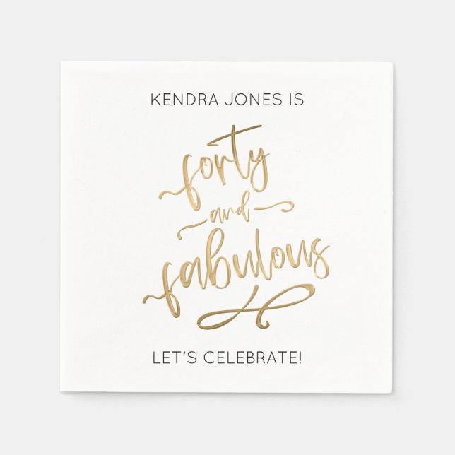 Serviette En Papier 40e anniversaire Parties scintillant d'or personna (Devant)