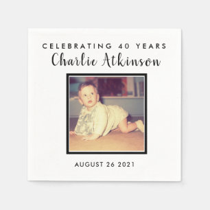 Serviette En Papier 40e anniversaire personnalisées serviettes photo