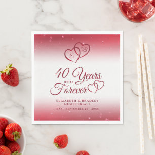 Serviette En Papier 40e Anniversaire Ruby Heart 40 ANS EN FOREVER