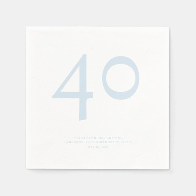 Serviette En Papier 40e fête d'anniversaire minimal et chic (Devant)
