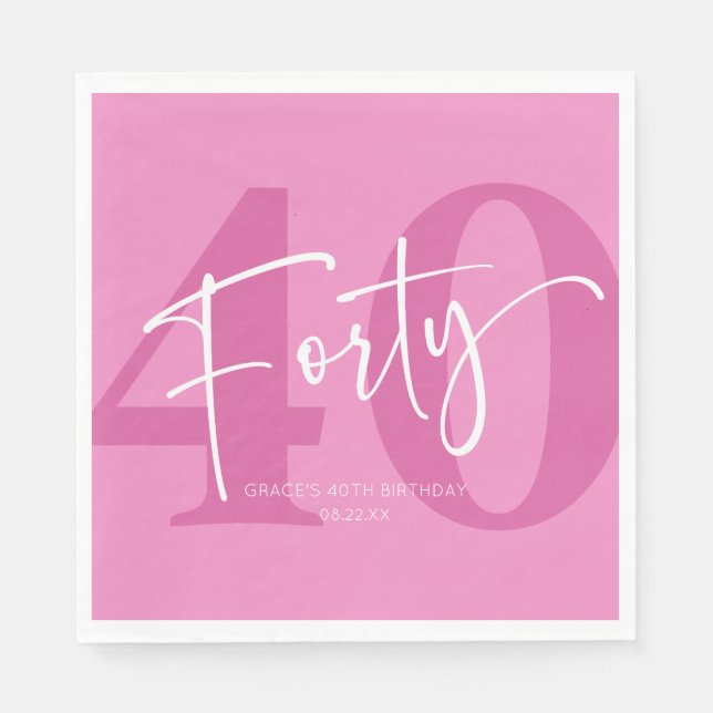 Serviette En Papier 40e fête du 40e anniversaire de Pink (Devant)