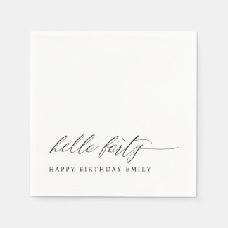 Serviette En Papier 40th Birthday Party Hello 40 Modern Milestone