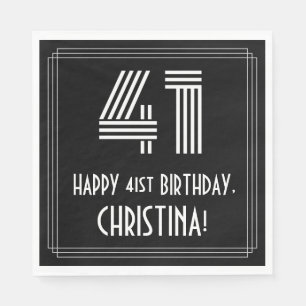 Serviette En Papier 41e anniversaire : Art Déco Inspiré Look "41" + No
