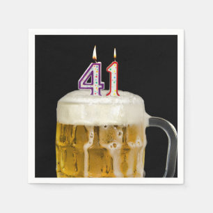 Serviette En Papier 41e Anniversaire Bière en noir