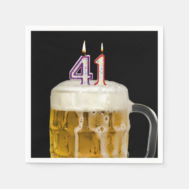 Serviette En Papier 41e Anniversaire Bière en noir (Devant)