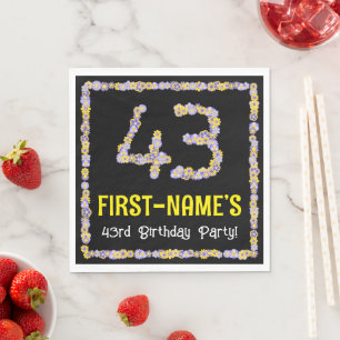 Serviette En Papier 43e anniversaire : Floral Flowers Numéro, Nom pers