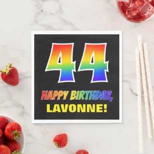 Serviette En Papier 44e anniversaire : Gras, Amusant, Simple, Arc-en-c