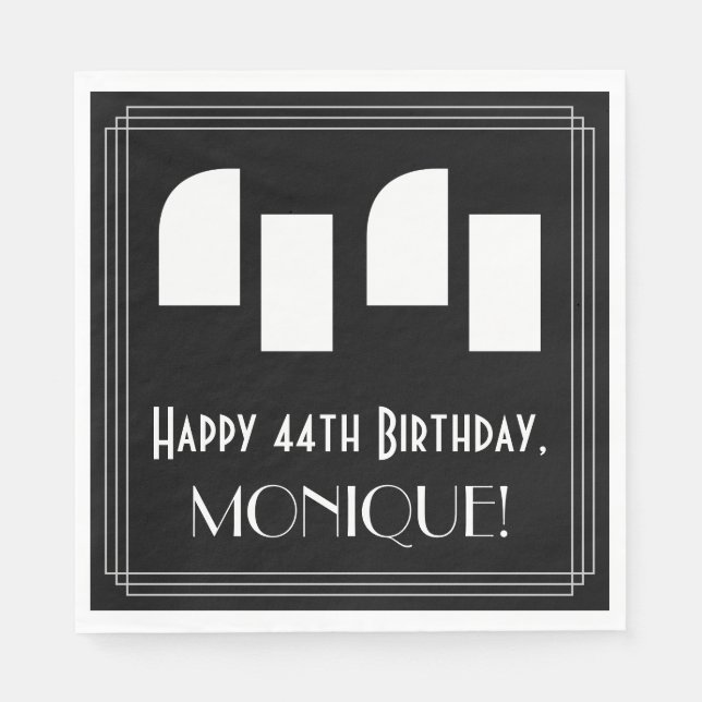 Serviette En Papier 44ème anniversaire : Art Déco Inspiré Look "44" +  (Devant)