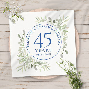 Serviette En Papier 45e 65e Anniversaire de Mariage Feuillage Aquarell