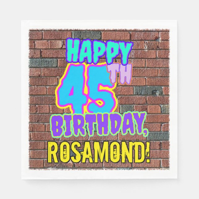 Serviette En Papier 45e anniversaire ~ Amusant, Graffiti urbain inspir (Devant)