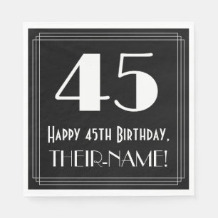 Serviette En Papier 45e anniversaire ~ Art Déco Inspiré Look "45", Nom
