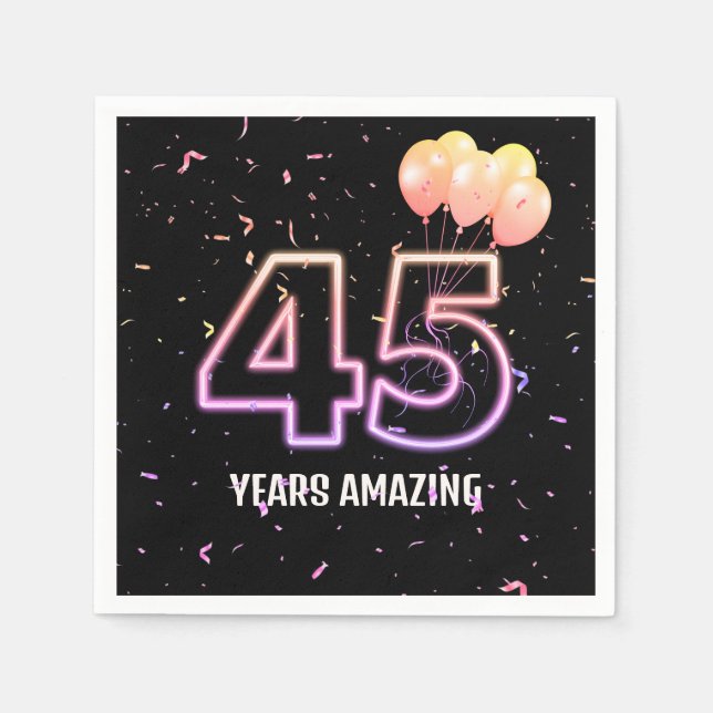 Serviette En Papier 45e anniversaire Balloons et Confetti (Devant)