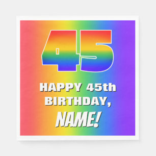 Serviette En Papier 45e anniversaire : coloré, amusant Motif arc-en-ci