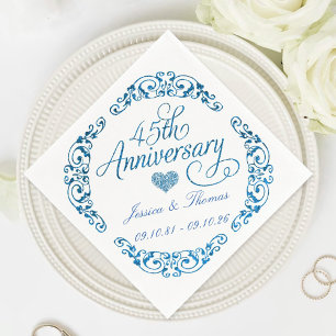 Serviette En Papier 45e anniversaire de mariage saphir