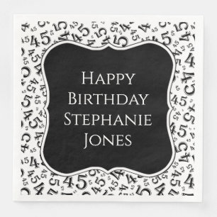 Serviette En Papier 45e anniversaire noir/blanc Motif numéro 45