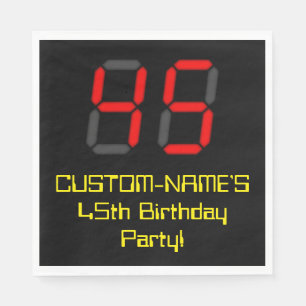 Serviette En Papier 45ème anniversaire : Rouge Digital Horloge Style "