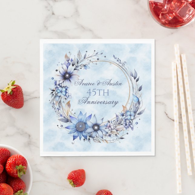 Serviette En Papier 45ème et 65ème Sapphire Anniversaire Papier servie (En situation)