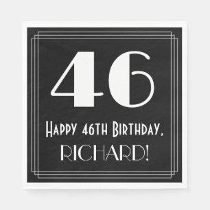 Serviette En Papier 46e anniversaire ~ Art Déco Inspiré Look "46", Nom