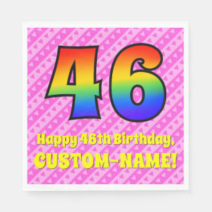 Serviette En Papier 46e anniversaire : Pink Stripes & Hearts, Arc en c