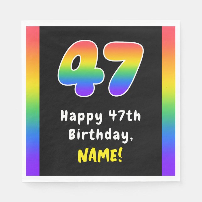 Serviette En Papier 47e anniversaire : Rainbow Spectrum # 47, Nom pers (Devant)